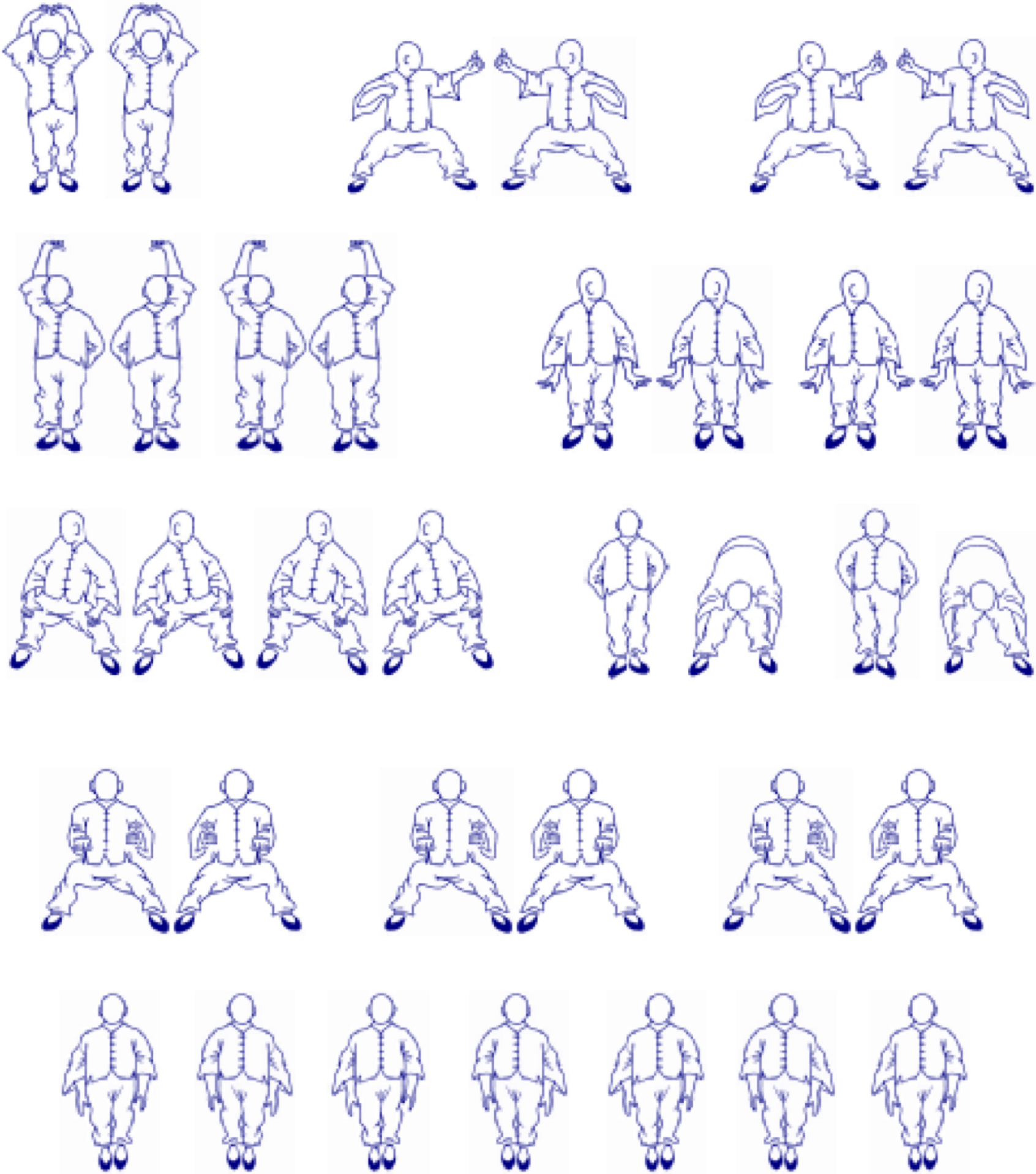 Qigong met Baduanjin (de &lsquo;acht lengtes brokaat&rsquo; oefening) tekeningen Rinus Schulz